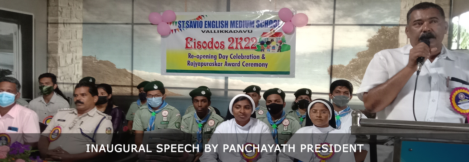 stsavioschoolvallikkadavu-Inaugural Speech by Panchayath President